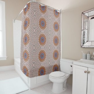 Brown Mandala Wheel Shower Curtain