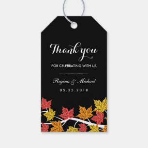 Brown Maple Leaf Autumn Wedding Gift Tag
