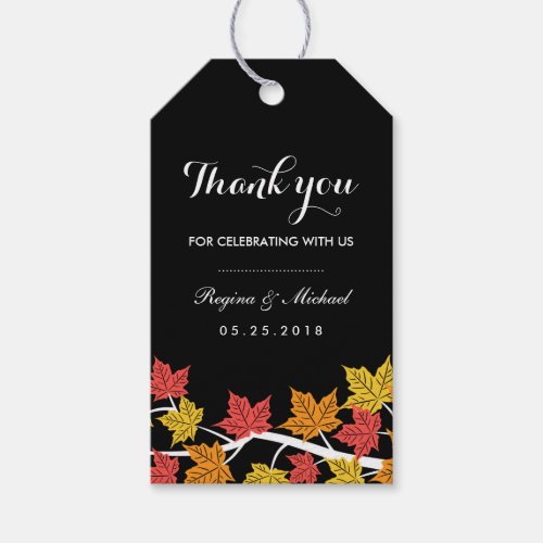 Brown Maple Leaf Autumn Wedding Gift Tag