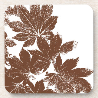 Brown Maple Leaf Stamp Drink Coaster