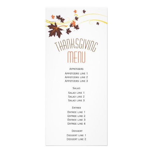 Brown maple leaves elegant fall Thanksgiving menu