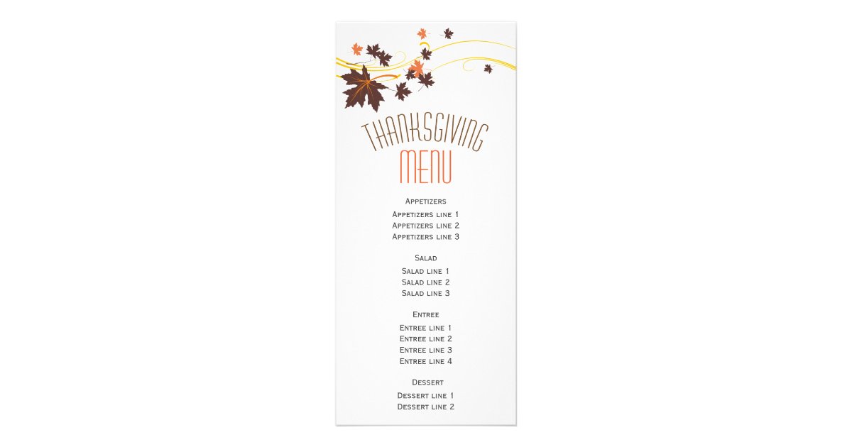 Brown Maple Leaves Elegant Fall Thanksgiving Menu Zazzle Com