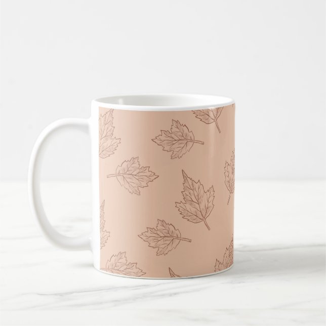 Brown Maple Leaves Rustic Y2K Autumn & Winter  Coffee Mug (Left)
