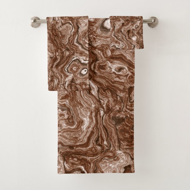 Brown Marble abstract Bath Towel Set (Insitu)