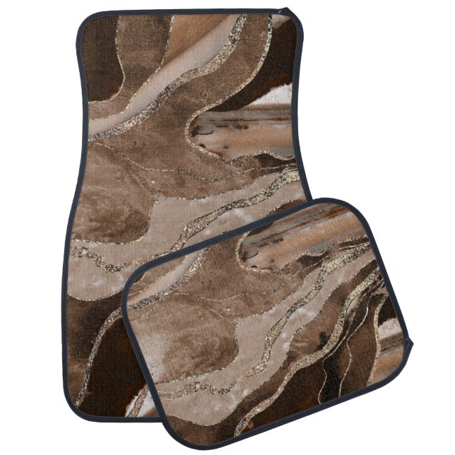 Brown Marble Agate Gold Glitter Glam #1 Car Floor Mat (Set)