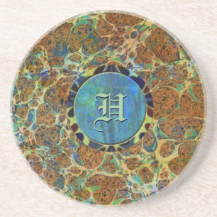 Brown Marble Custom Monogramed Coaster