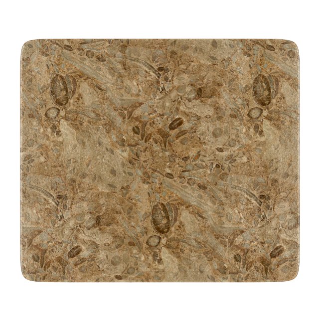 Brown Marble Fossil Look Cutting Board (Front)