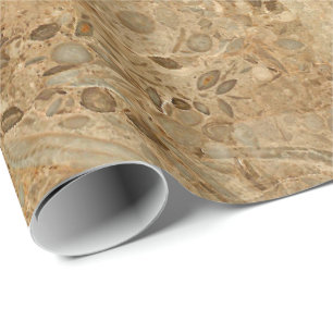 Brown Marble Fossil Look Wrapping Paper