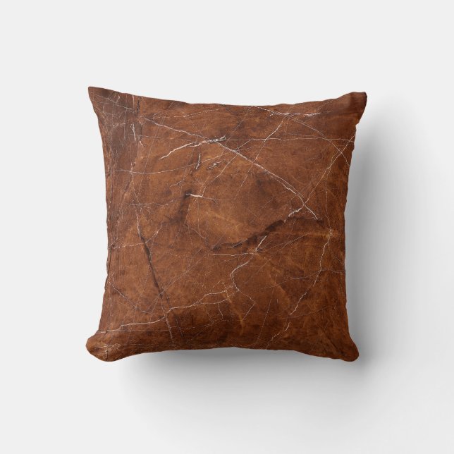 Brown Marble Glossy: Luxury Texture Background Throw Pillow (Front)