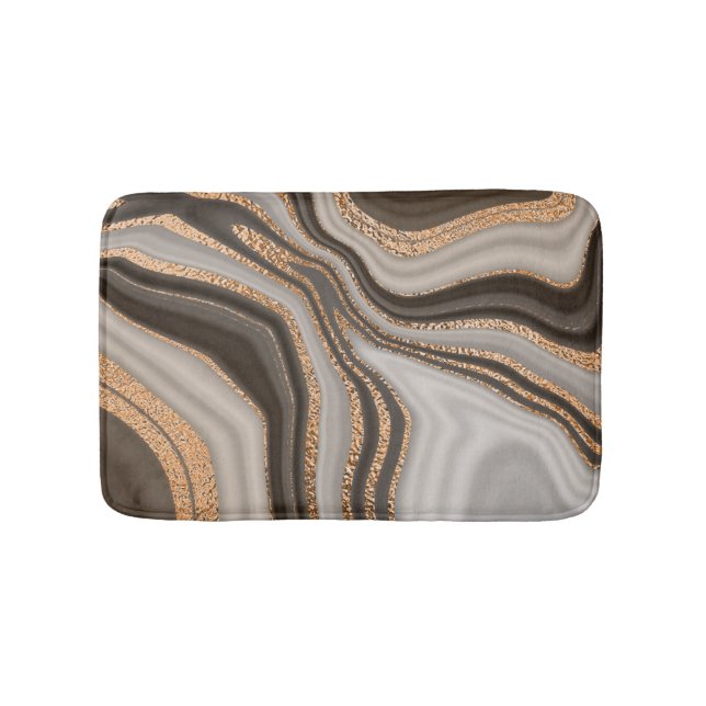 Brown Marble Gold Vintage Design Bath Mat (Front)