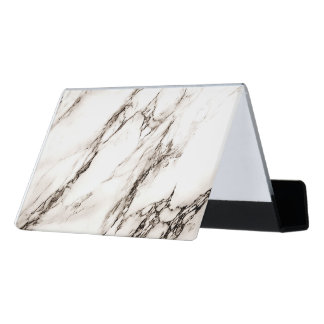 Brown Marble Look Desk Business Card Holder