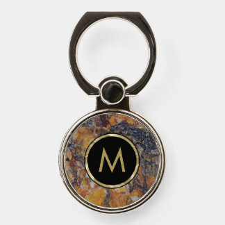 Brown marble monogram phone ring stand