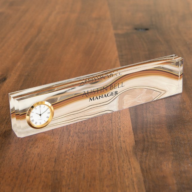 Brown Marble Personalized  Desk Name Plate (Side)