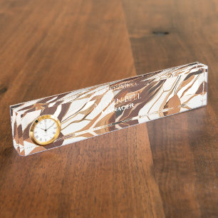 Brown Marble Personalized Desk Name Plate