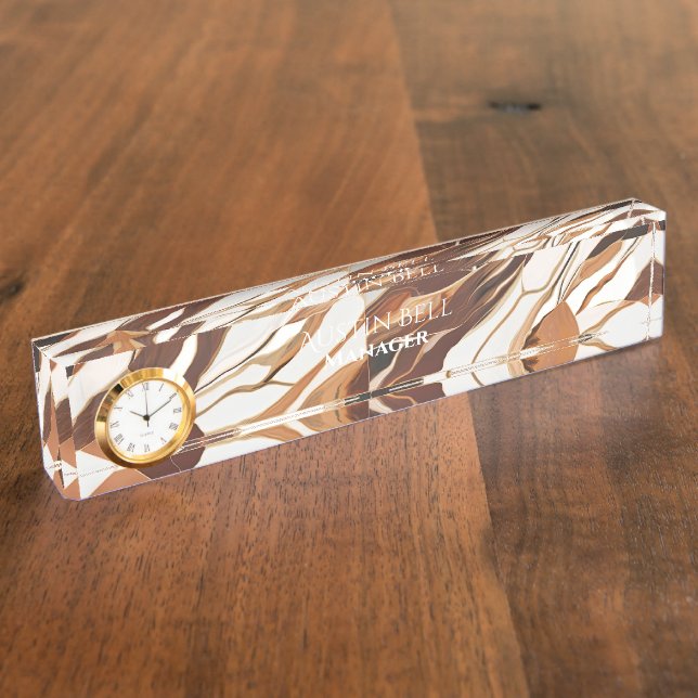 Brown Marble Personalized  Desk Name Plate (Side)