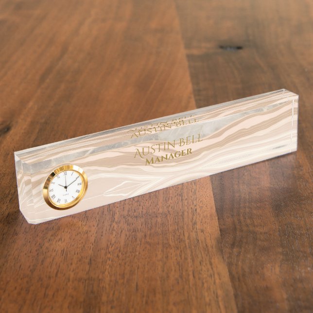 Brown Marble Personalized  Desk Name Plate (Side)