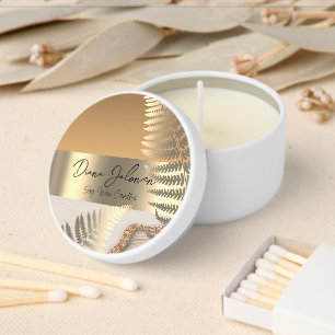 Brown Marble Rose Gold Shiny Mini Candle Favors