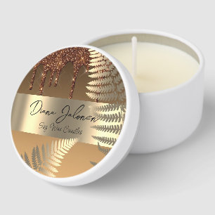 Brown Marble Rose Gold Shiny Mini Candle Favors