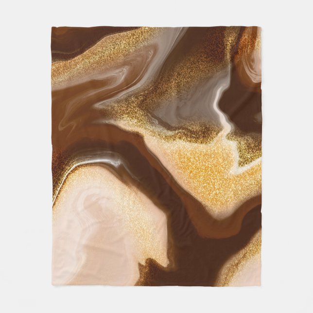 Brown marble texture: fluid abstract fleece blanket (Front)