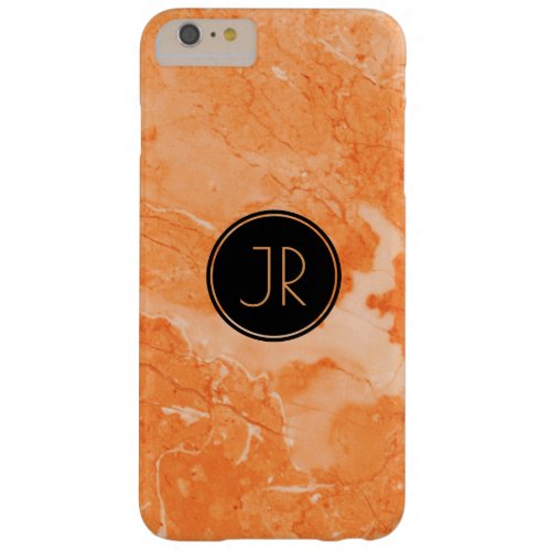 Brown Marble Texture Print Monogram Barely There iPhone 6 Plus Case