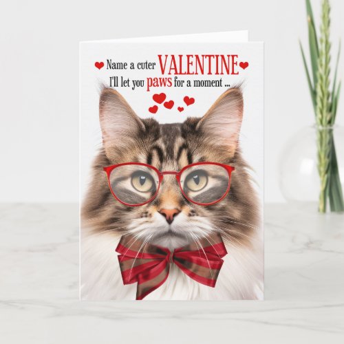 Brown Marble Wegie Cat Humor Valentines Day Holiday Card