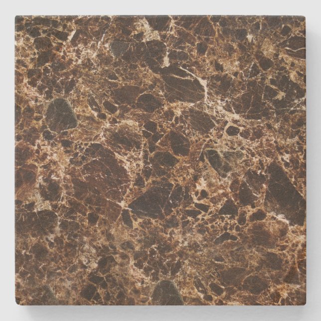 Brown Marbled Spotted Square Stone Coaster (Front)