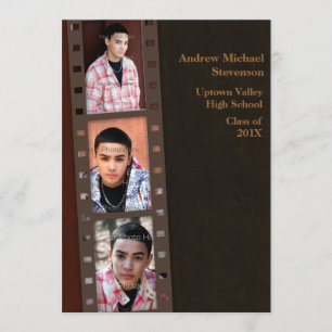 Brown, Maroon Color Block Grad Photo Card