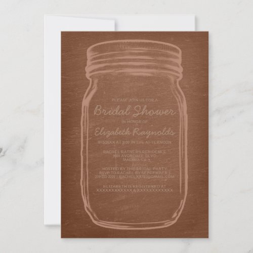 Brown Mason Jar Bridal Shower Invitations