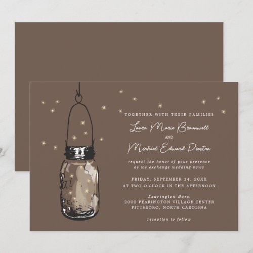 Mason Jar and Fireflies Wedding Invitations