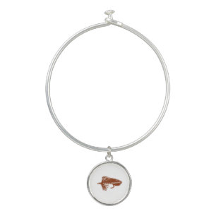 Brown Matuka streamer, fly fishing, fly tying art Bangle Bracelet