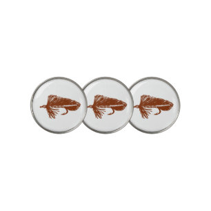 Brown Matuka streamer, fly fishing, fly tying art Golf Ball Marker