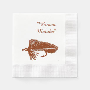 Brown Matuka streamer, fly fishing, fly tying art Napkins