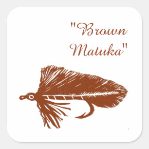 Brown Matuka streamer, fly fishing, fly tying art Square Sticker