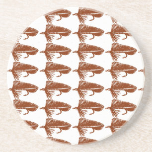 "Brown Matuka" Streamer Fly Pattern Coaster. Drink Coaster