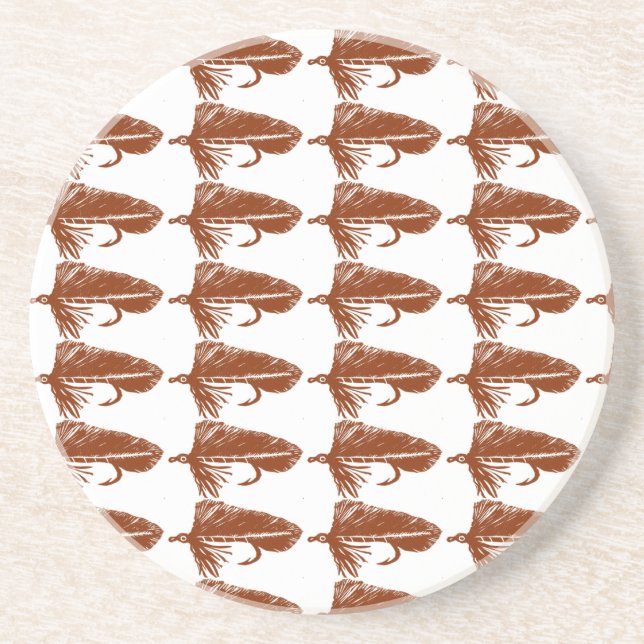 "Brown Matuka" Streamer Fly Pattern Coaster. Drink Coaster (Front)