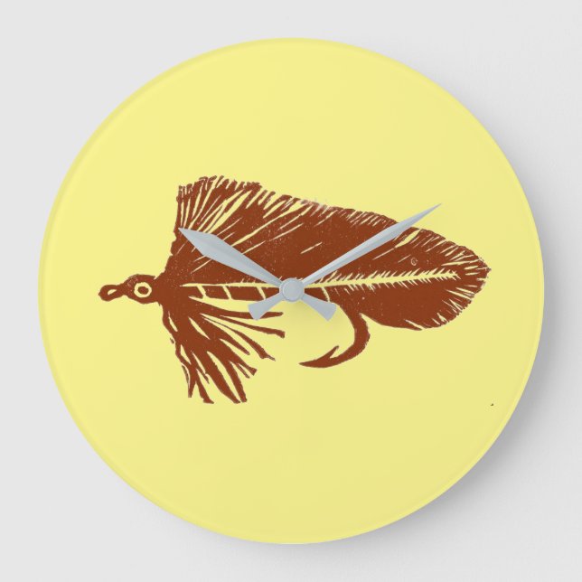 Brown Matuka streamer fly tying & fishing Large Clock (Front)