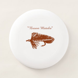 Brown Matuka streamer, fly tying, fly fishing art Wham-O Frisbee