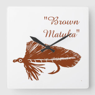 Brown matuka streamer for fly tying and fishing square wall clock