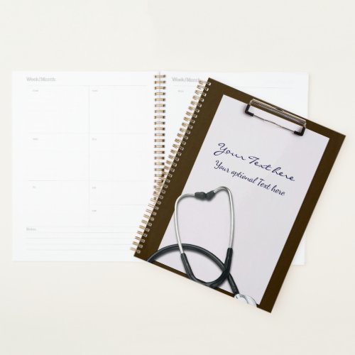 Brown Medical Clipboard with Stethoscope Planner