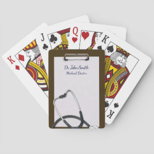 Brown Medical Clipboard with Stethoscope Poker Cards