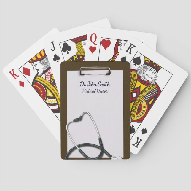 Brown Medical Clipboard with Stethoscope Poker Cards (Back)