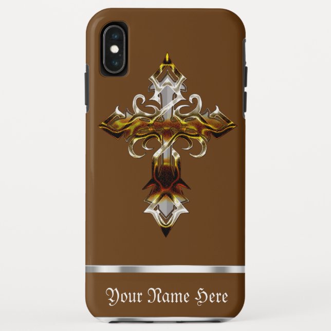 Brown Medieval Cross iPhone XS Max Case (Back)