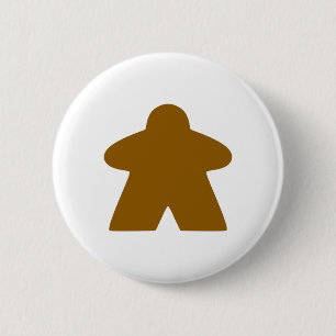 Brown Meeple Board Game Piece Button
