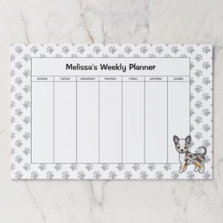 Brown Merle lSmooth Coat Chihuahua Weekly Planner Paper Pad