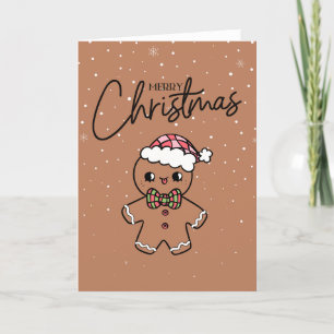Brown Merry Christmas Cute Gingerbread Card