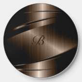 Brown metallic background, geometric design wireless charger  (Front)