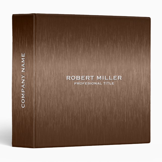 Brown metallic background white typography 3 ring binder (Front/Spine)