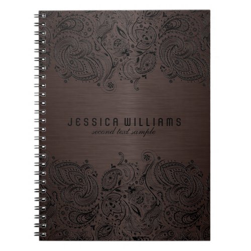 Brown Metallic Background With Black Lace Notebook