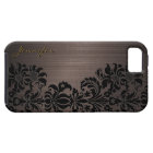 Brown Metallic Brushed Aluminum & Floral Damasks