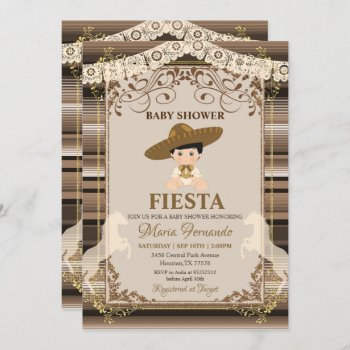 Brown Mexican Baby Shower Fiesta Invitation by HappyPartyStudio at Zazzle